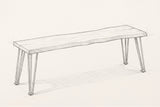 Pencil sketch of the Foligno bench, drawn from the same three-quarter view