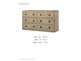 Fonzaso 66-Inch Weathered Knotty Oak 6-Drawer Dresser dimensions: 66.0 in wide, 19.0 in deep, 36.25 in high