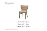 Frascineto Wingback Grey Rattan Dining Chair dimensions