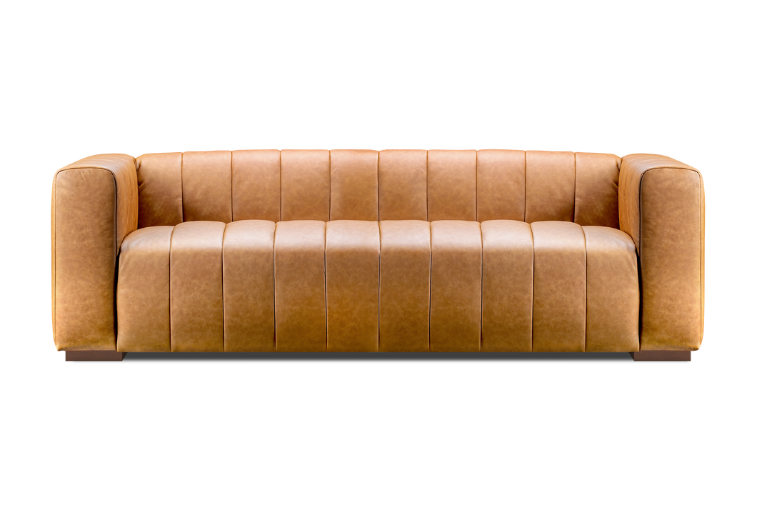 Valencia Victoria Top Grain Leather Three Seats Sofa, Cognac