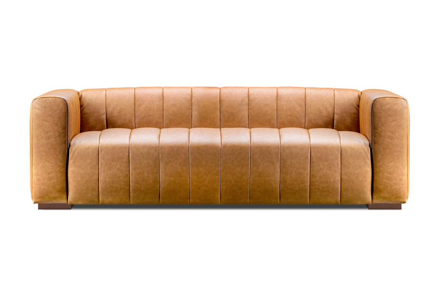 Valencia Victoria Top Grain Leather Three Seats Sofa, Cognac