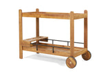 Gagliato 43-Inch Two-Tier Solid Acacia Bar Cart with Wheels on a white background