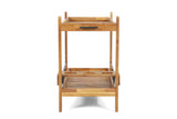 Gagliato 43-Inch Two-Tier Solid Acacia Bar Cart with Wheels, side view