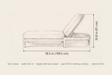Gangi chaise lounge dimensions: each 78.5 in long, 35.8 in high with the back raised, 26.2 in wide
