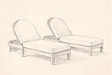Pencil sketch of the two Gangi chaise lounges, three-quarter view