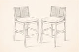 Pencil sketch of the two Ganzirri bar stools, three-quarter view