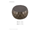 Gavi 32-Inch Round Antique Bronze Faceted Aluminum Drum Coffee Table dimensions: 32.0 in wide, 32.0 in deep, 16.0 in high