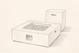 Pencil sketch of the Gela fire pit and tank holder, drawn from the same three-quarter view
