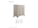 Gemona 41-Inch Cerused Oak 5-Drawer Chest dimensions: 41.0 in wide, 19.5 in deep, 45.5 in high