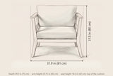 Geraci club chair dimensions: 31.9 in wide, 31.5 in high, 29.5 in deep