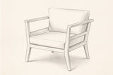 Pencil sketch of the Geraci club chair, three-quarter view from the front