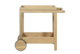 Gerocarne 36-Inch Acacia Wood Outdoor Rolling Bar Cart, front view