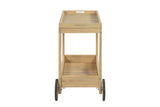 Gerocarne 36-Inch Acacia Wood Outdoor Rolling Bar Cart, side view