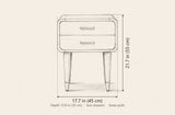 Ghilarza nightstand dimensions: 17.7 in wide, 21.7 in high, 13.8 in deep