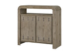 Gimigliano 42-Inch 2-Door Knotty Oak Veneer Bar Cabinet with Wine Storage on a white background