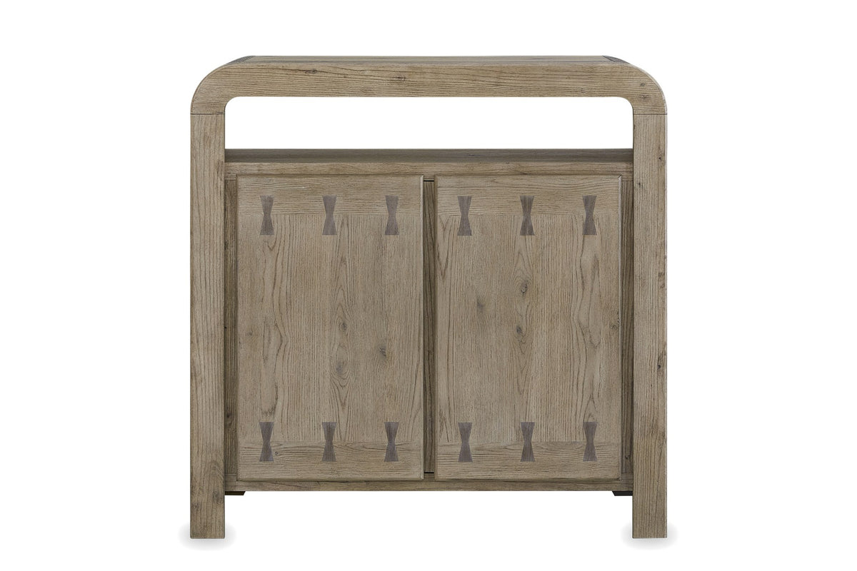 Gimigliano 42-Inch 2-Door Knotty Oak Veneer Bar Cabinet with Wine Storage, front view