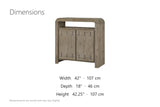 Gimigliano 42-Inch 2-Door Knotty Oak Veneer Bar Cabinet with Wine Storage dimensions