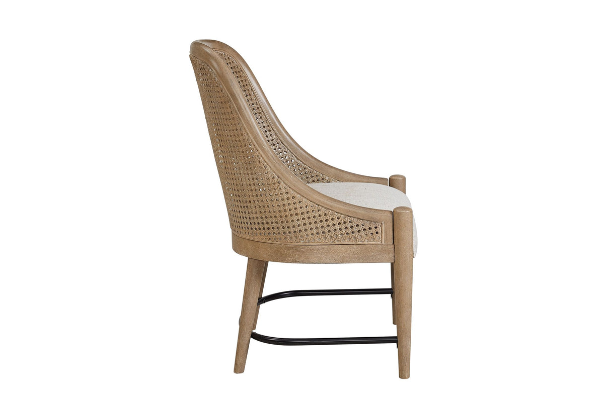 Gioiosa Cane-Back Upholstered Wood Dining Chair (Set of 2), side view