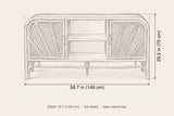 Giovinazzo sideboard dimensions: 58.7 in wide, 29.5 in high, 15.7 in deep