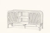 Pencil sketch of the Giovinazzo sideboard, drawn from the same three-quarter view