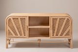 The Giovinazzo sideboard in natural rattan and cane, front view on a light studio backdrop