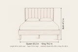 Giulianova bed dimensions: Queen 63.2 in wide, King 79.2 in wide, both 84 in long and 47.2 in high