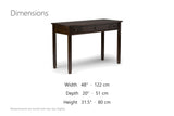 Gizzeria 48-Inch 2-Drawer Solid Wood Shaker Writing Desk with Keyboard Tray dimensions