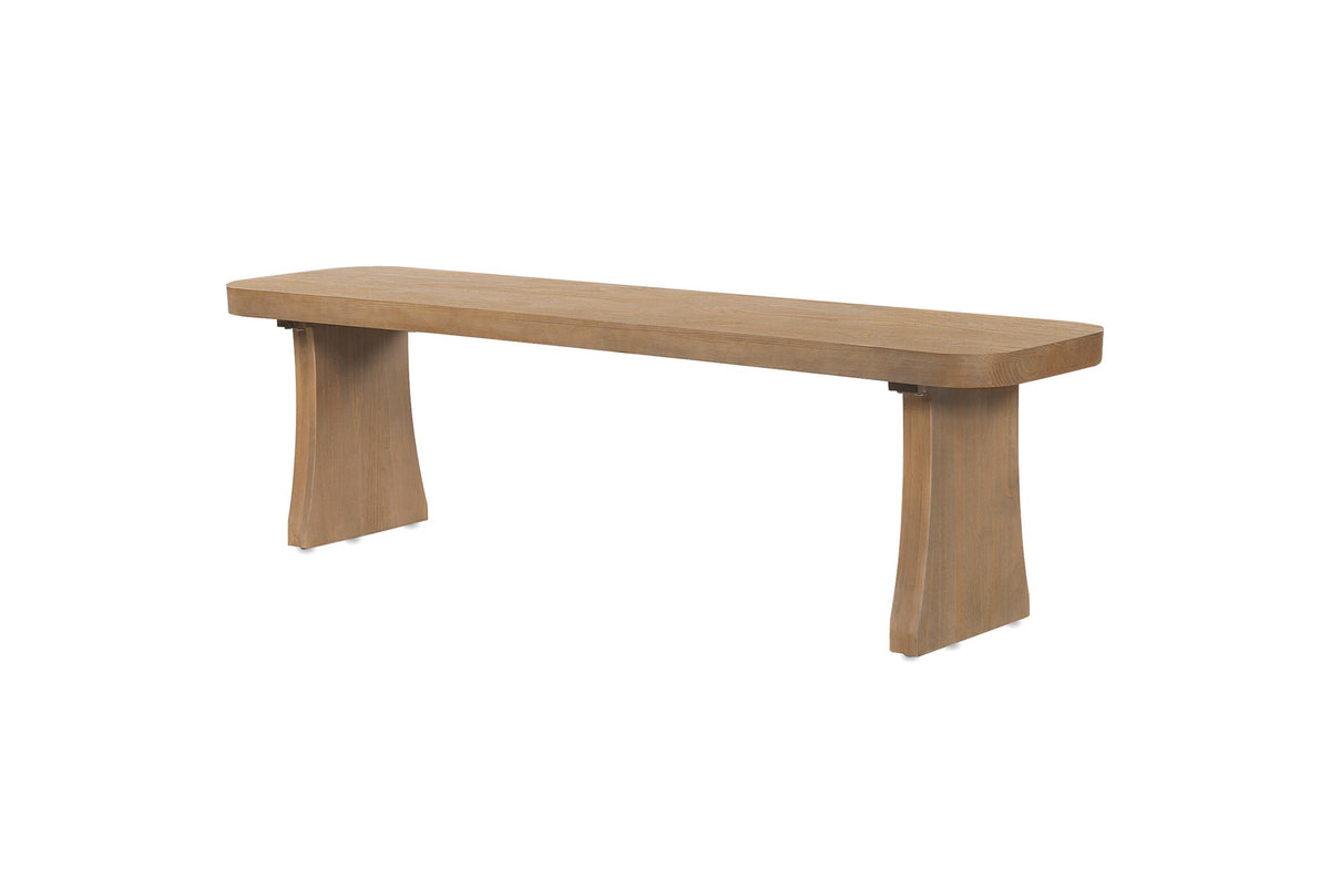 Grisolia 63-Inch Solid Pine Dining Bench, Seats 3 on a white background