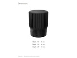 Grottole Black Mango Ribbed Drum Side Table dimensions: 16.0 in wide, 16.0 in deep, 20.0 in high