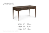 Guardavalle 60-Inch 2-Drawer Solid Wood Mid-Century Writing Desk with Keyboard Tray dimensions