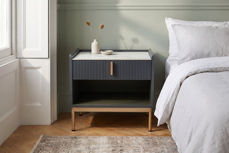 Guspini Charcoal Fluted Nightstand with Sintered Stone Top