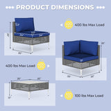 7 Piece Outdoor Furniture Set Wicker  Chairs with Tempered Glass Coffee Table