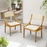 Outdoor Dining Chair Set of 4 with Webbing Seat and Backrest