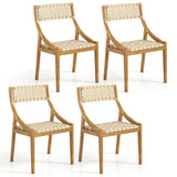 Outdoor Dining Chair Set of 4 with Webbing Seat and Backrest