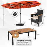 10 Piece Outdoor Dining Set with 15 Feet Double-Sided Twin Umbrella