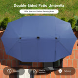 11 Pieces Patio Dining Set with LED Patio Umbrella with Base and Seat Cushions
