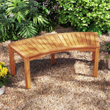 Set of 7 Outdoor Bench Acacia Wood Curved Garden Bench