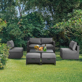 6 Pieces Patio Rattan Furniture Set Space Saving Cushioned No Assembly