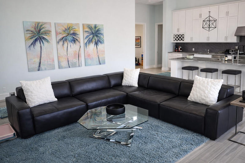 Nathan Leather Modular Corner Sectional Sofa