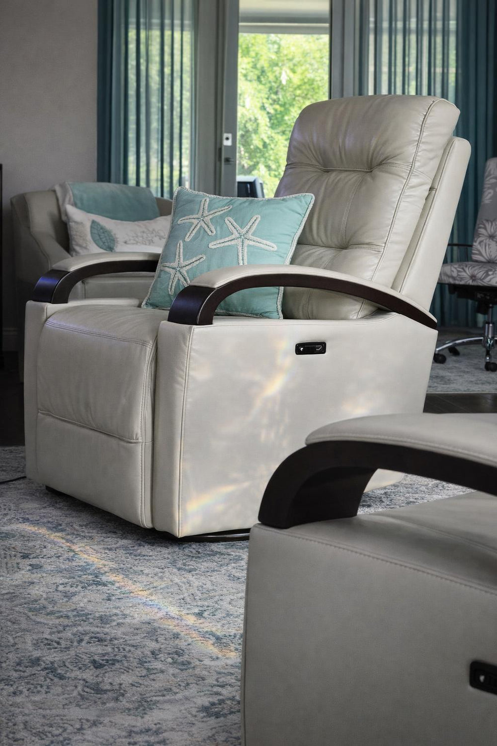 Laisha Leather Swivel Recliner Chair