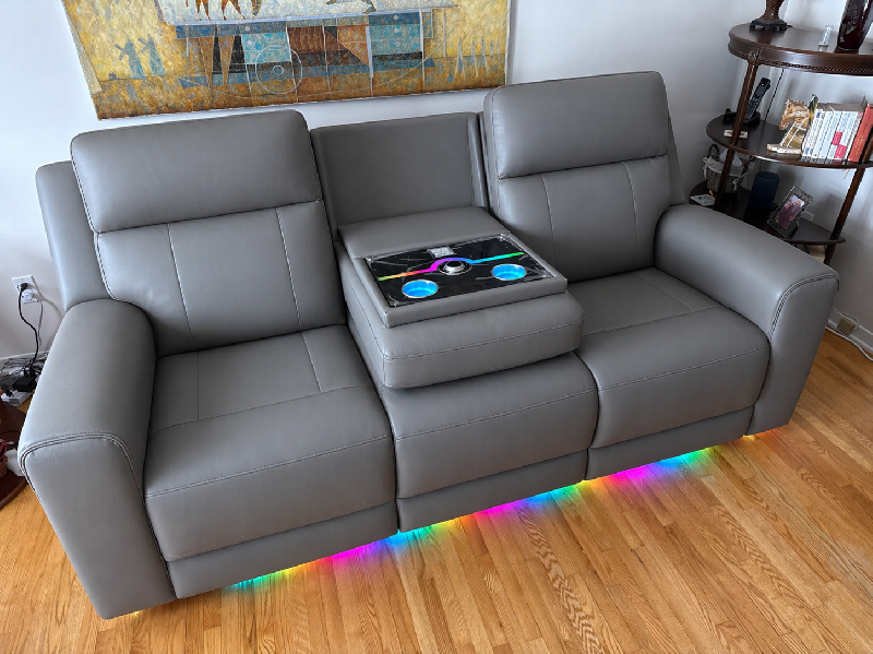 Harbour Immersive Audio Leather Dual Recliner Loveseat Sofa with Heat & Massage & Ventilation