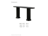 Imola Black Wood Veneer Oval Column Console Table dimensions: 62.99 in wide, 14.57 in deep, 30.71 in high
