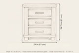 Ittiri nightstand dimensions: 24 in wide, 24.75 in high, 16.5 in deep