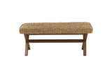 Jacurso 45-Inch Woven Water Hyacinth Bench with X-Base, front view