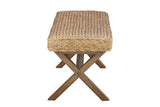 Jacurso 45-Inch Woven Water Hyacinth Bench with X-Base, side view
