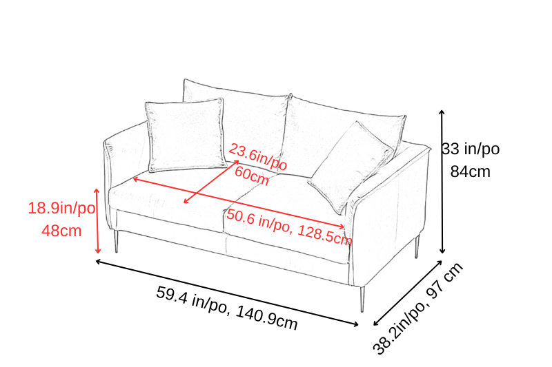 Valencia Jasper Leather Loveseat Sofa, Cognac Color