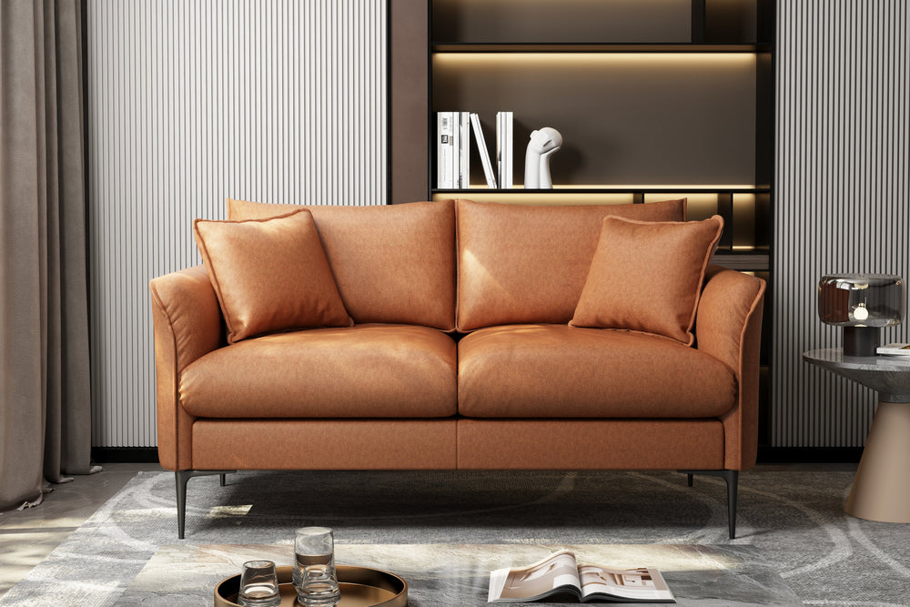 Valencia Jasper Leather Loveseat Sofa, Cognac Color