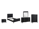 Jesi Black Fluted Oak Bedroom Set: What's included, 5-piece