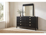 Jesi Black Fluted Oak Bedroom Set: dresser with its mirror
