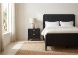 Jesi Black Fluted Oak Bedroom Set: nightstand beside the bed